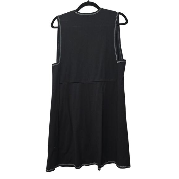 Matty M Duster Cardigan Womens Small Black Sleeveless Exposed Stitch Pockets USA - Picture 2 of 11